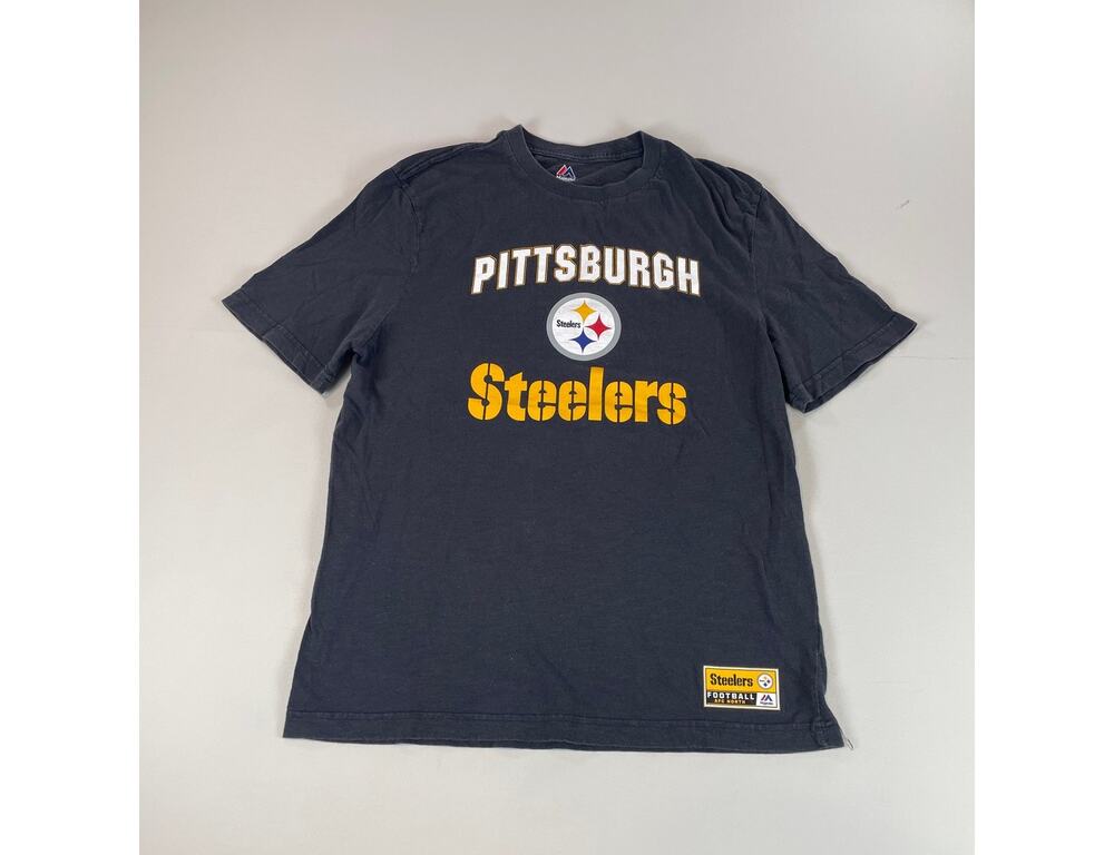 Majestic Mens Charcoal Gray Pittsburgh Steelers Short Sleeve Tee Size L
